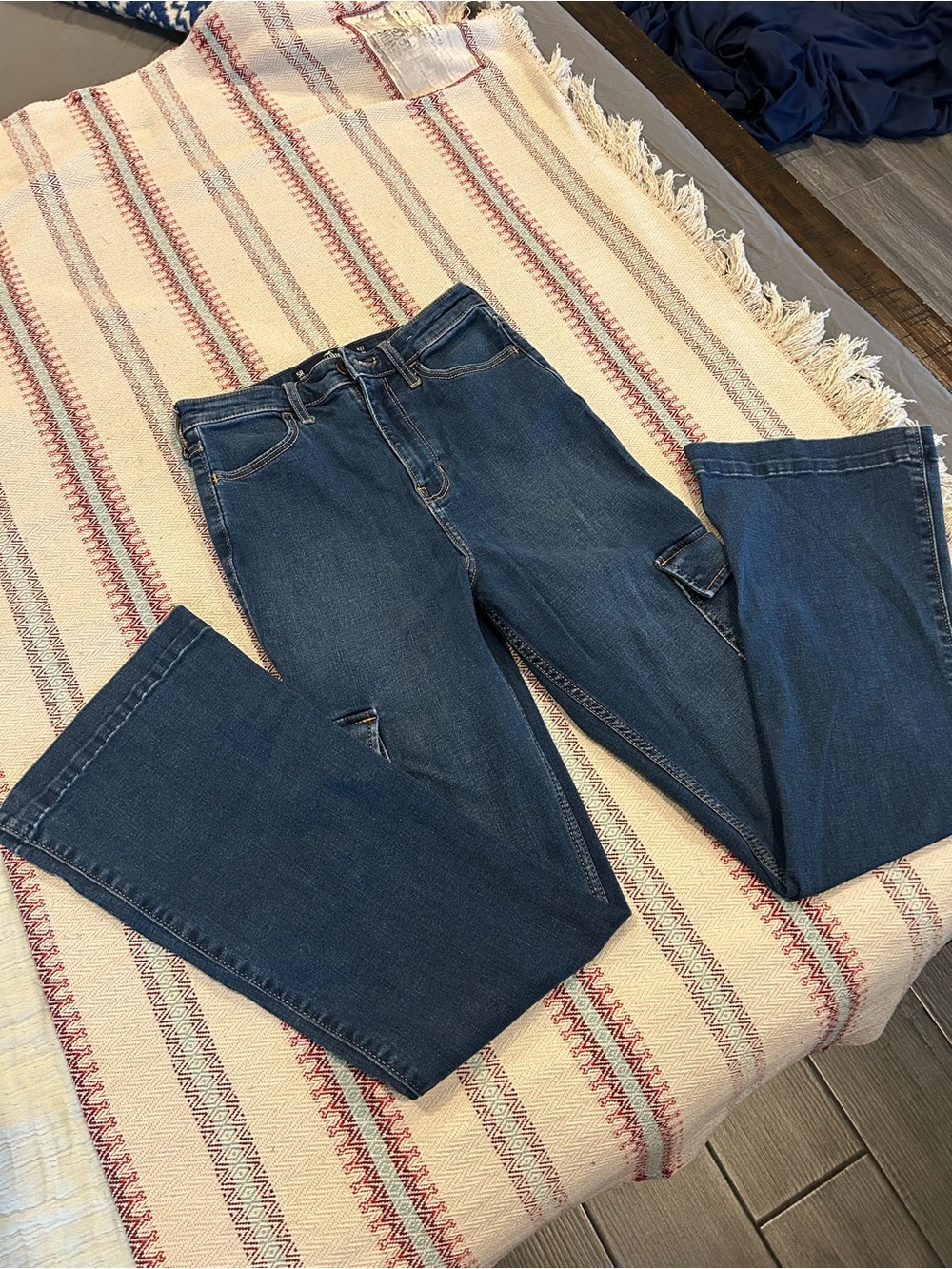 Hollister Deep Blue Wide-Leg Flare Jeans